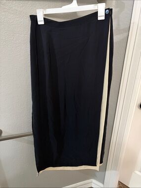 Liz Claiborne Black Maxi Skirt with Cream Side Trim